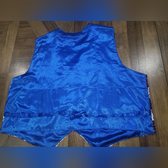 Jean by Joseph Le Bon Sequin Bead Vest Sz XXL 80s Style USA Flag American Stars - Picture 13 of 13